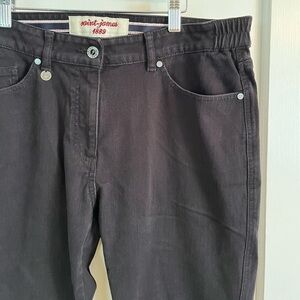 𝅺saint James Woman's Denim "1889"Jeans Size 14 Straight Leg Side Elastic Black